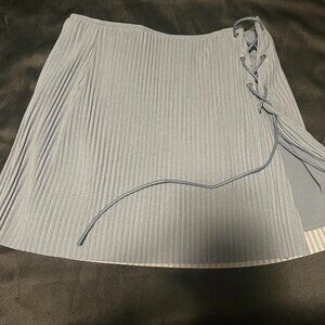 Maniére De Voir Steel Blue Pleated Tie Side Sarong Size US 6